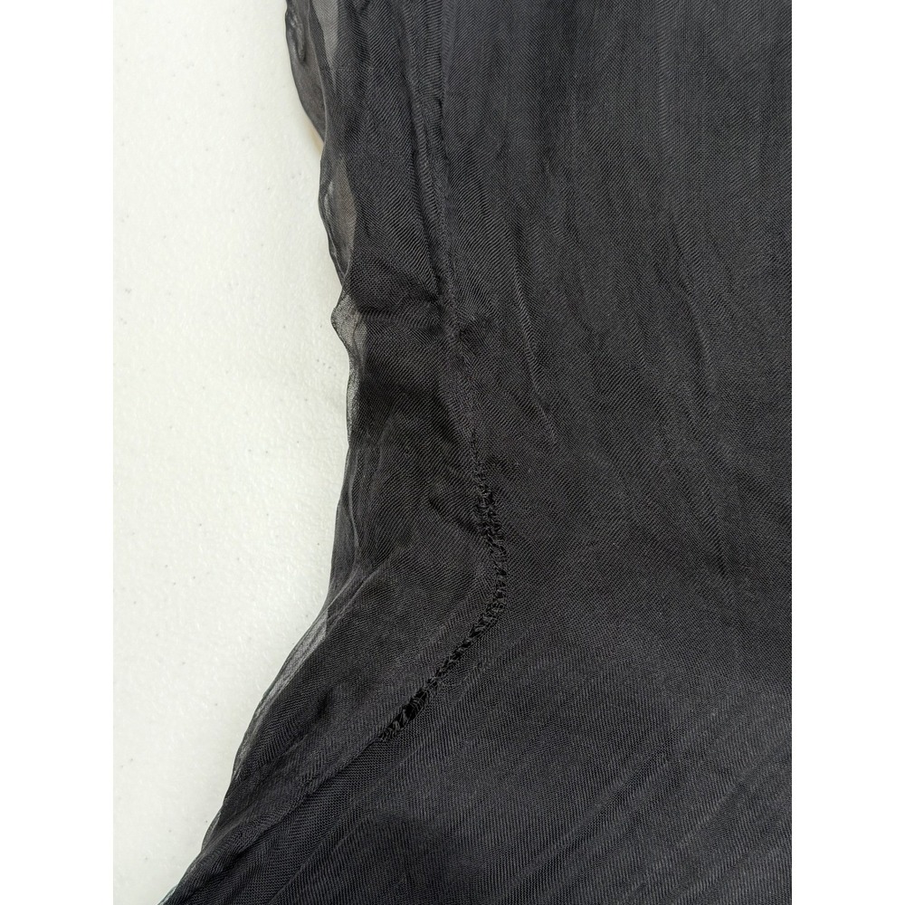 Gretchen Scott Top Womens Medium Black Pintuck Pleated Sheer Sleeve Witchy Tunic - Picture 8 of 12